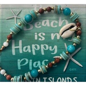 Turquoise Cowrie Shell Anklet Women Handmade Beach Boho Coastal Jewelry Gift